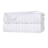 Mika Smart Twist Viscose Cotton Blend Ribbed Bath Sheets, Set of 2